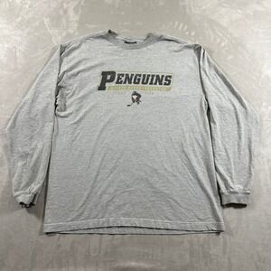 Jansport Wilkes Barre Scranton Penguins Long Sleeve Shirt Men L Gray Hockey 90s